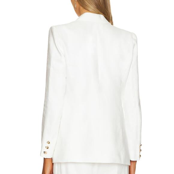 Karina Grimaldi White Linen Jacket  XS Work Career Tailored Designer $295 NEW - Picture 4 of 9